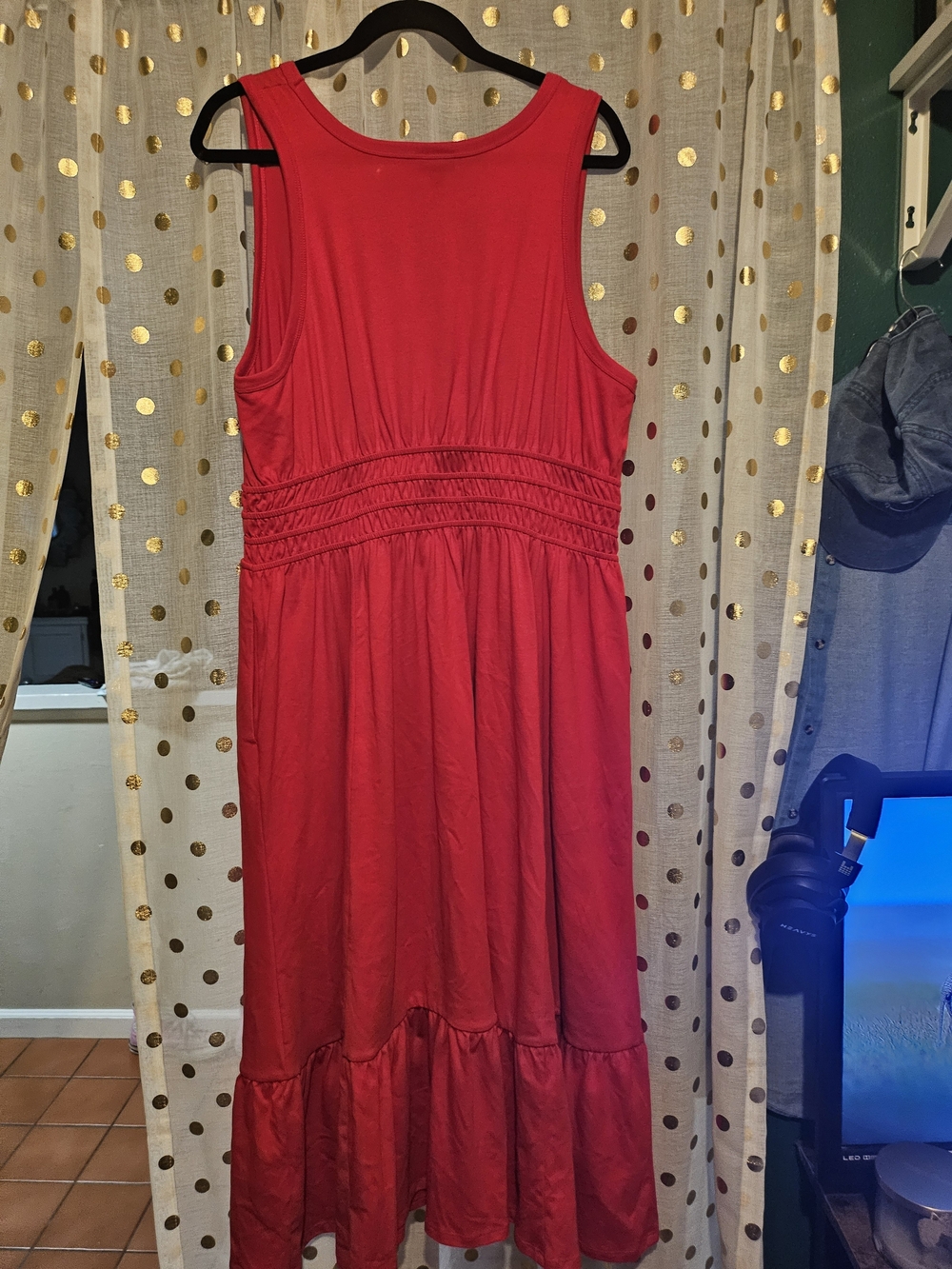 torrid Red Sleeveless Midi Dress with Smocked Waist